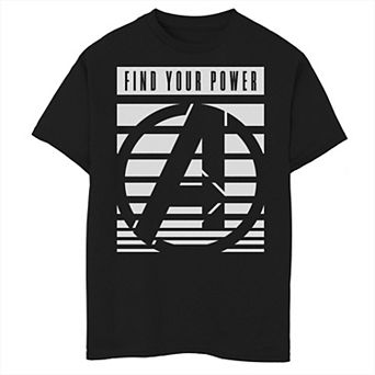 Boys 8-20 Marvel Avengers Find Your Power Striped Logo Graphic Tee