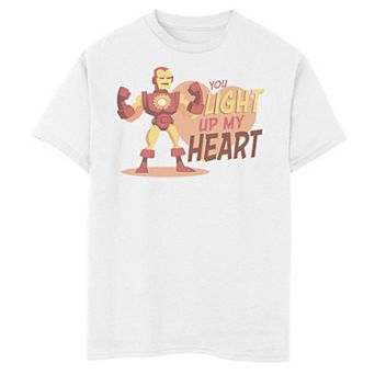 Boys 8-20 Marvel Iron Man You Light Up My Heart Text Graphic Tee