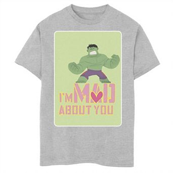 Boys 8-20 Marvel Hulk I'm Mad For You Valentine Card Graphic Tee
