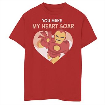Boys 8-20 Marvel Iron Man You Make My Heart Soar Valentine Card Graphic Tee