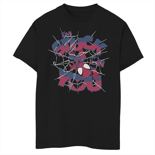 Boys 8-20 Marvel Spider-Man I'm Stuck On You Text Graphic Tee