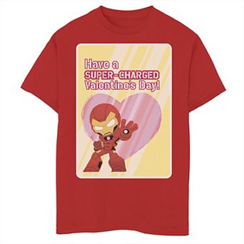 Boys 8-20 Marvel Iron Man Have A Super-Charged Day Valentine Card Graphic Tee