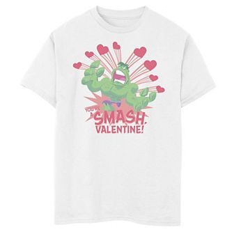 Boys 8-20 Marvel Hulk You're A Smash Valentine Text Graphic Tee