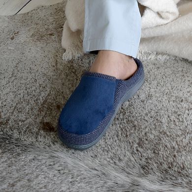 isotoner Microterry and Waffle Travis Hoodback Men's Slippers