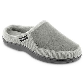 isotoner Microterry and Waffle Travis Hoodback Men's Slippers