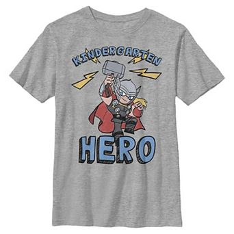 Boys 8-20 Marvel The Mighty Thor Kindergarten Hero School Text Graphic Tee