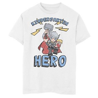 Boys 8-20 Marvel The Mighty Thor Kindergarten Hero School Text Graphic Tee
