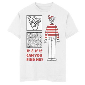 Boys 8-20 Where's Waldo Can You Find? Me Kanji Poster Graphic Tee