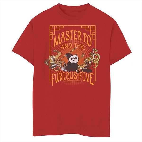 Boys 8 20 Kung Fu Panda Master Po And The Furious Five Poster Graphic Tee - kung fu panda roblox id