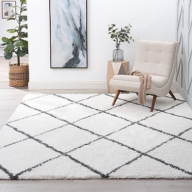 KHL Rugs Mira Contemporary Diamond Shag Area Rug