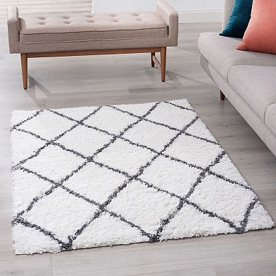 KHL Rugs Mira Contemporary Diamond Shag Area Rug