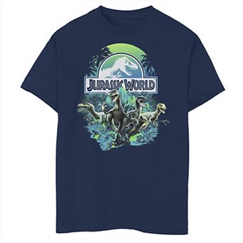 Boys 8-20 Jurassic World Blue Green Jungle Velociraptor Attack Graphic Tee