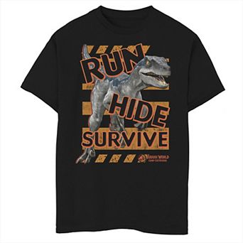 Boys 8-20 Jurassic World: Camp Cretaceous Raptor Run Hide Survive Graphic Tee
