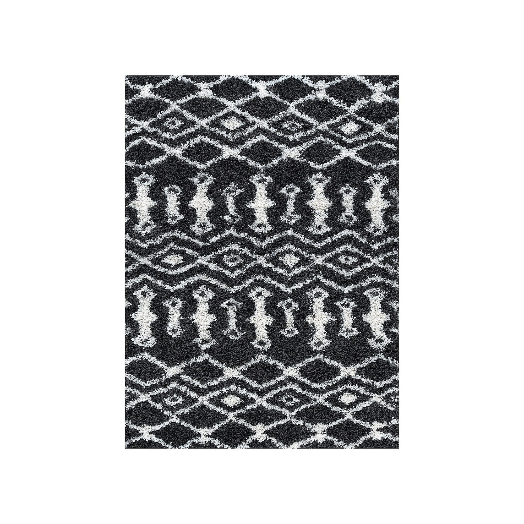 KHL Rugs Tania Contemporary Geometric Shag Area Rug, Dark Gray