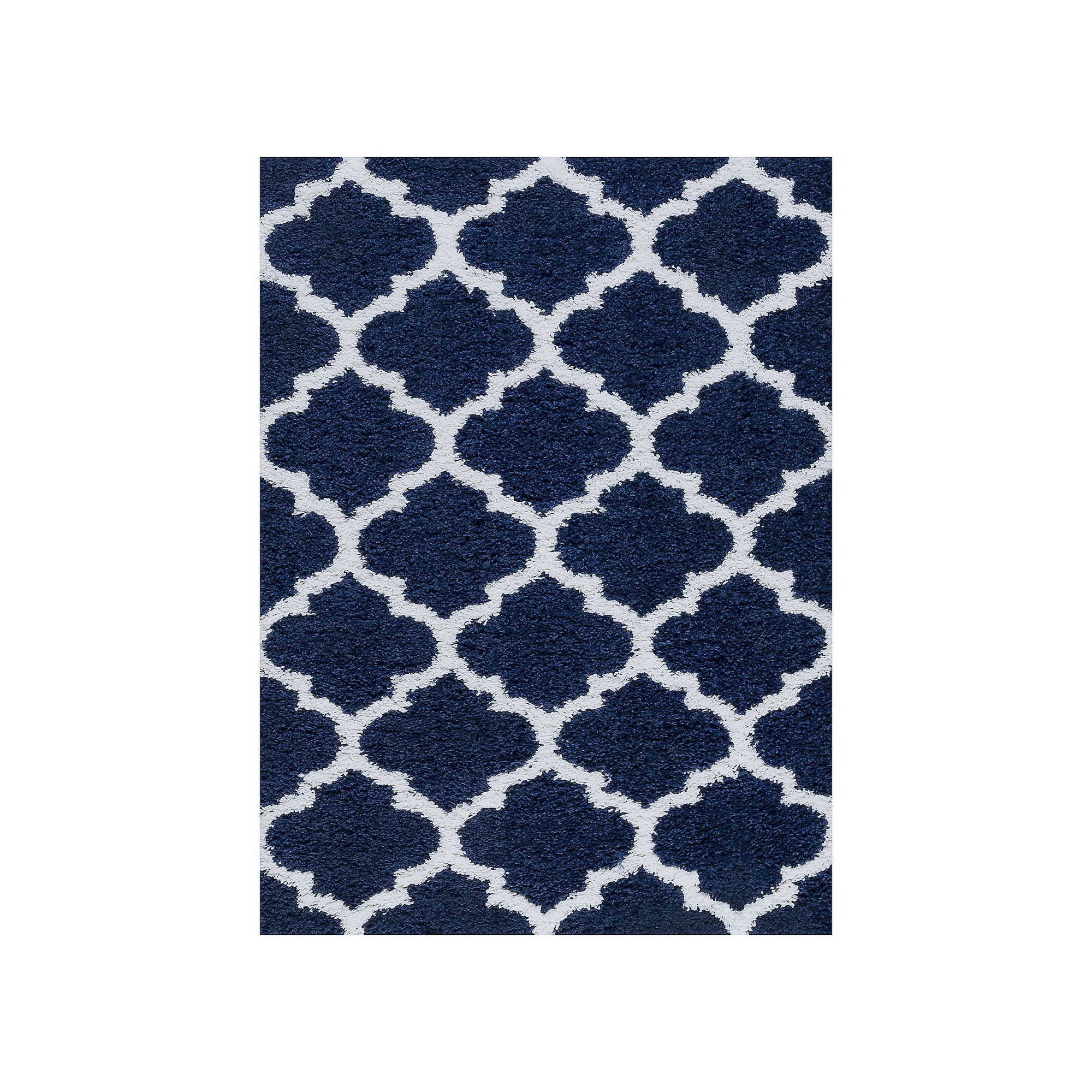 KHL Rugs Jeni Transitional Geometric Shag Area Rug, Blue