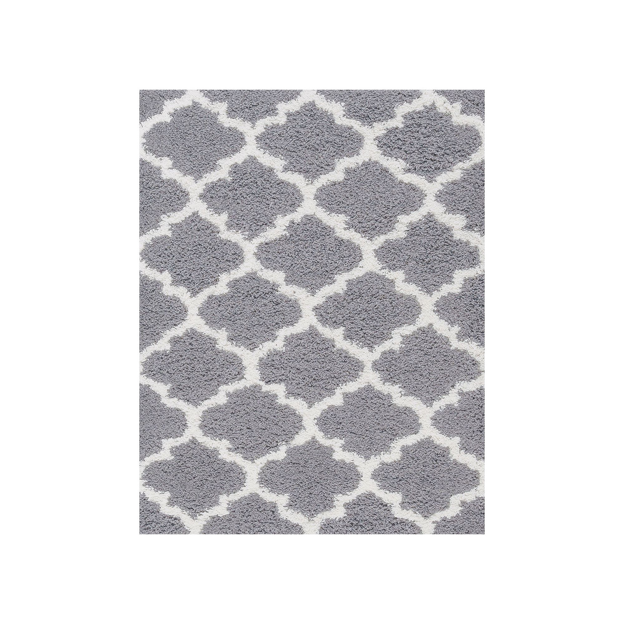 KHL Rugs Jeni Transitional Geometric Shag Area Rug, Silver