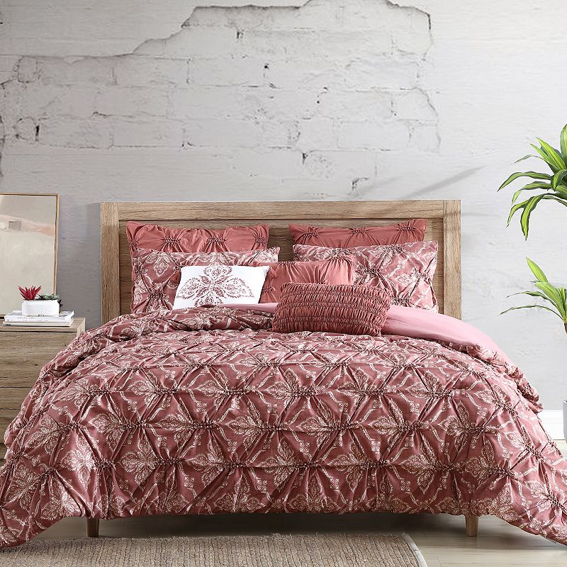 Modern Threads 8-Piece Garment Washed Comforter Set with Shams, Red, Queen