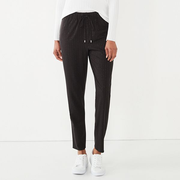 Women's Nine West Belted Tapered-Leg Pull-On Pants