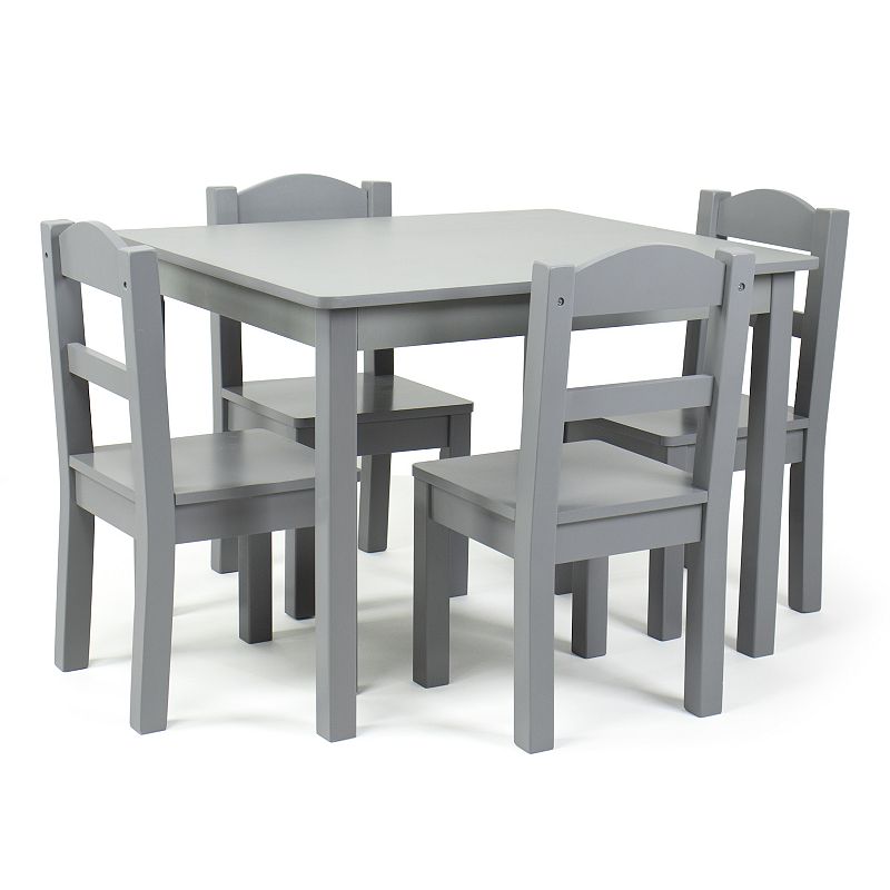 Humble Crew Kids Wood Table & 4 Chairs Set, Grey