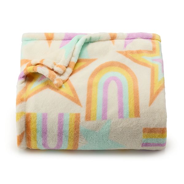 The Big One Kids™ Oversized Supersoft Plush Throw - Rainbow Stars