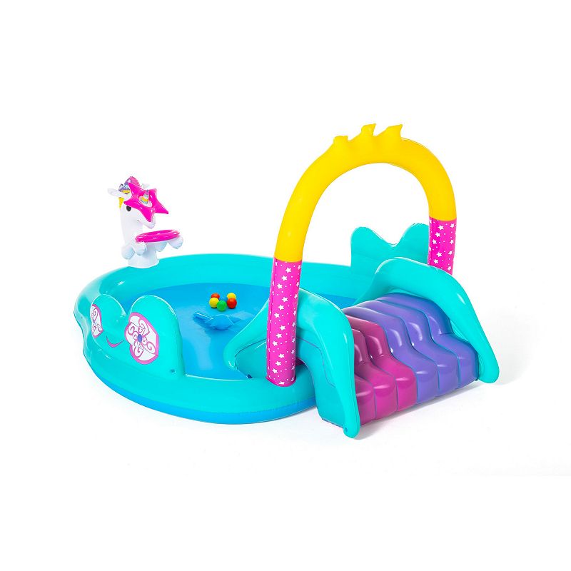 Bestway H2OGO! Magical Unicorn Carriage Play Pool Center, Multicolor