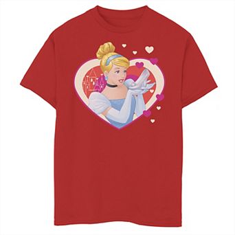 Disney's Cinderella Boys 8-20 Valentine's Sparkle Hearts Graphic Tee
