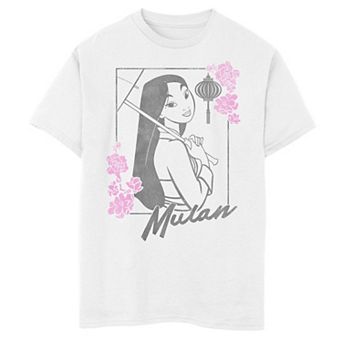 Disney's Mulan Boys 8-20 Floral Outline Portrait Graphic Tee