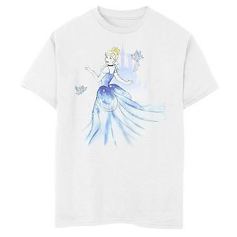 Disney's Cinderella Boys 8-20 Birds & Castle Watercolor Art Graphic Tee