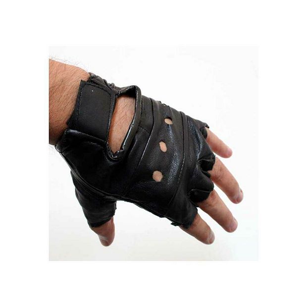 Shelter 278-M Fingerless Leather Gloves with Wrist Strap - Medium