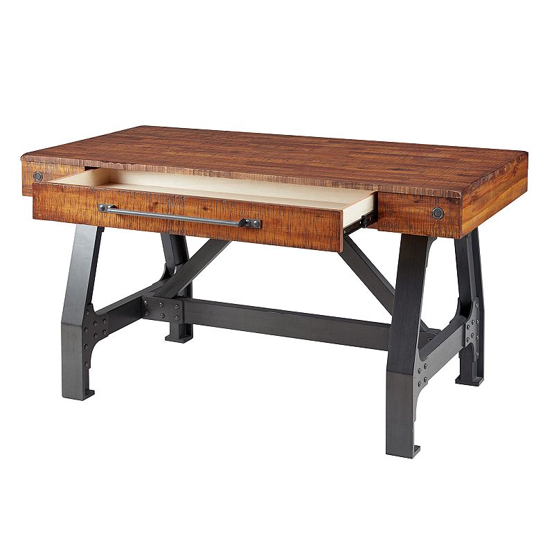 Lancaster Desk Amber/Graphite - Ink+Ivy: Solid Wood with Metal Frame, 1 Drawer, Full Extension Glides