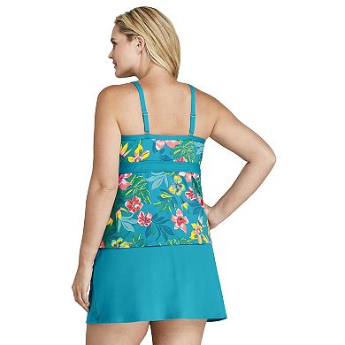 Plus Size Lands' End DDD-Cup High Neck Bust-Minimizer Tankini Top