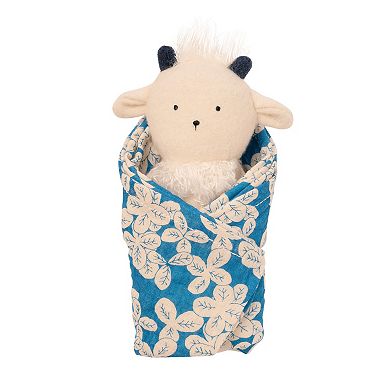 Manhattan Toy Embroidered Plush Goat Baby Rattle & Soft Cotton Burp Cloth Set