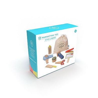Manhattan Toy Style & Groom 9-Piece Wooden Pretend Play Hair Styling & Grooming Kit