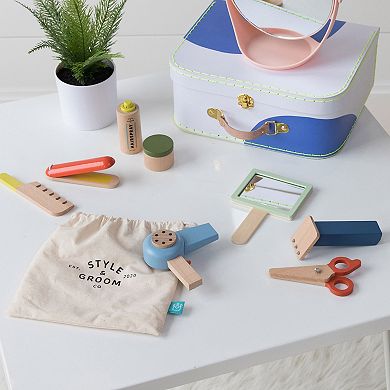 Manhattan Toy Style & Groom 9-Piece Wooden Pretend Play Hair Styling & Grooming Kit
