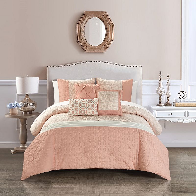 Chic Home Imani 6-Piece Comforter Set with Shams, Pink, King