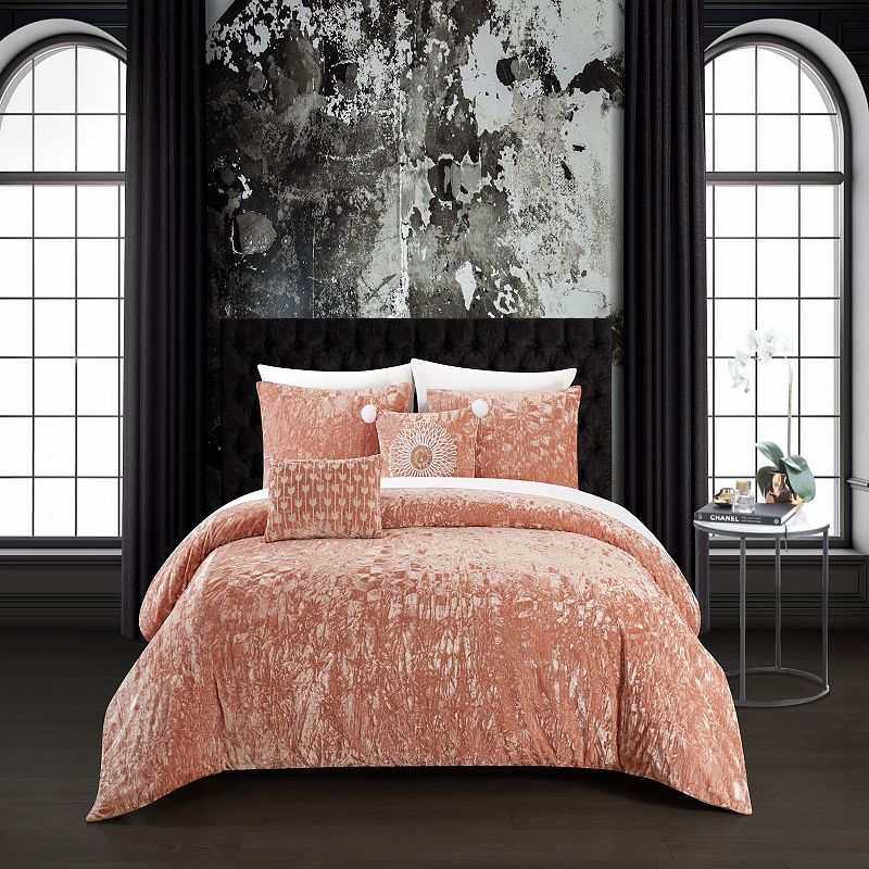 Chic Home Meryl 5-Piece Comforter Set with Shams, Pink, Queen