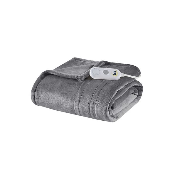 Plush Heated Throw - Dark Grey - Serta