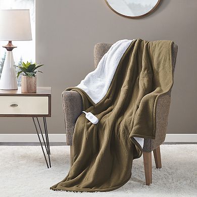 Serta Fleece to Sherpa Heated Throw