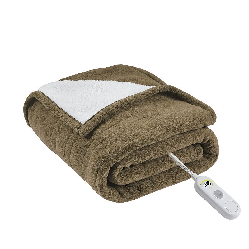 61738622 Serta Fleece to Sherpa Heated Throw, Brown sku 61738622