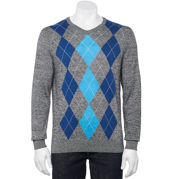 Men's Croft & Barrow® Regular-Fit Patterned 12GG Easy-Care V-neck Sweater