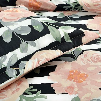 Lush Decor Amara Watercolor Rose Comforter Set with Shams