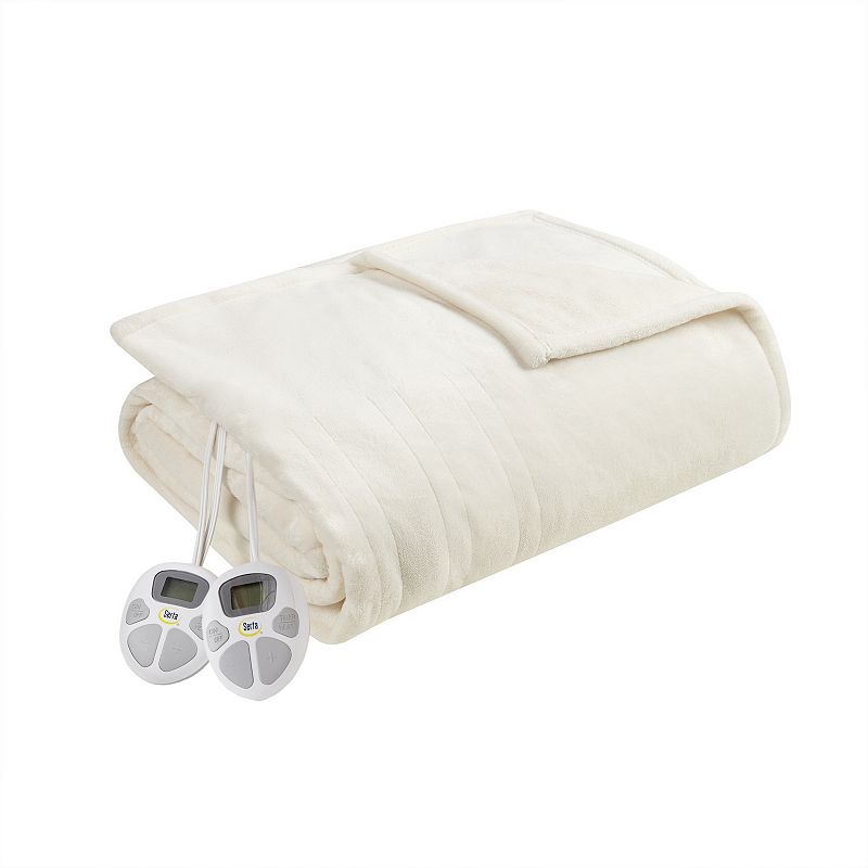 55281822 Serta Plush Heated Electric Blanket, White, Twin sku 55281822