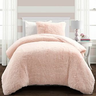 Lush Decor Emma Faux Fur Comforter Set with Shams