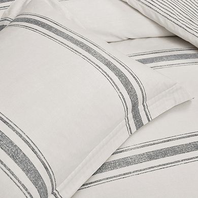 Lush Decor Farmhouse Stripe Cotton Duvet Cover Set with Shams