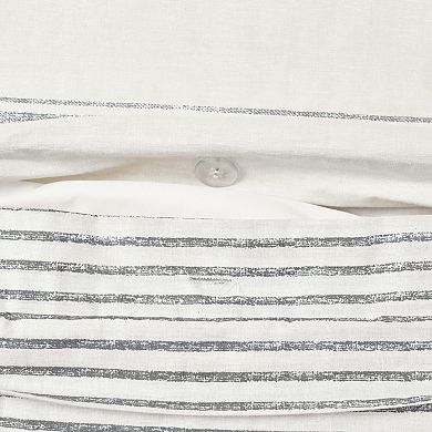 Lush Decor Farmhouse Stripe Cotton Duvet Cover Set with Shams