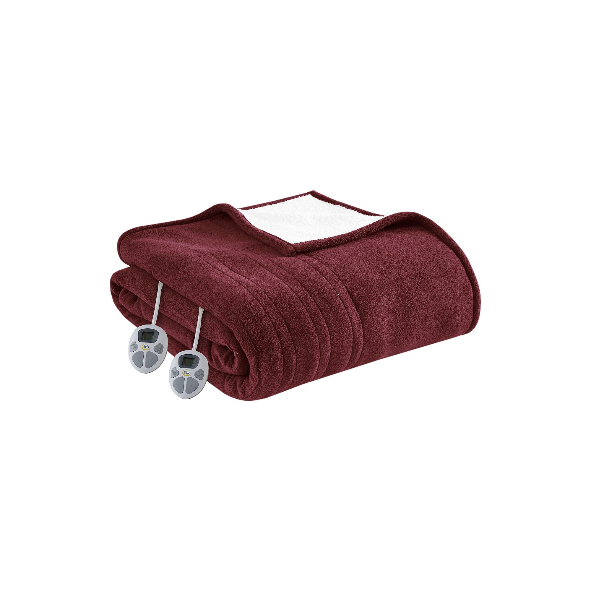 Serta® Fleece to Sherpa Heated Electric Supersoft Blanket, Red