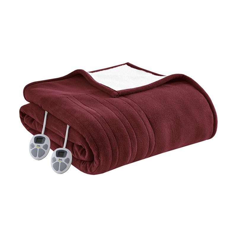 Serta Fleece to Sherpa Heated Electric Blanket, Red, Full