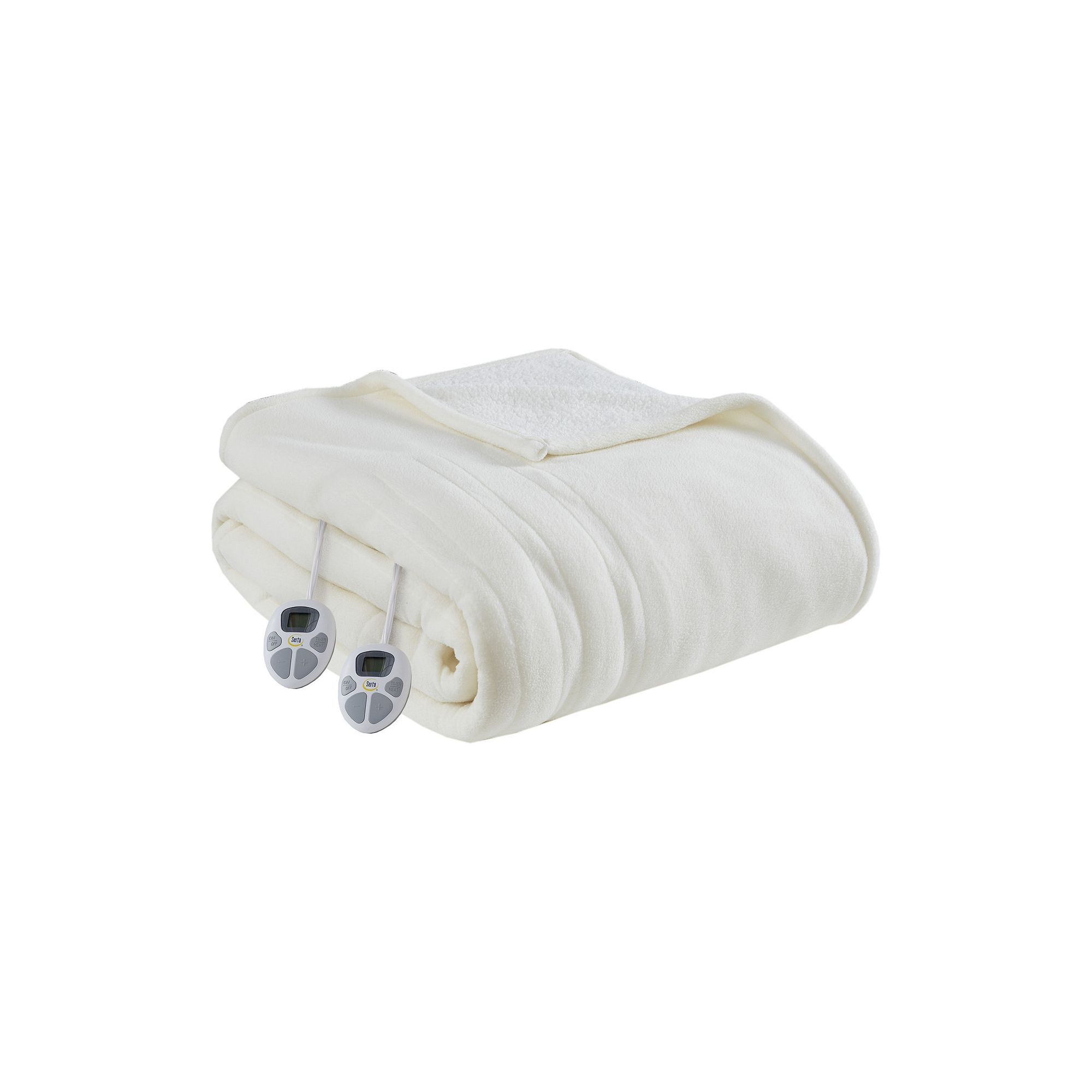 Serta® Fleece to Sherpa Heated Electric Supersoft Blanket, Ivory