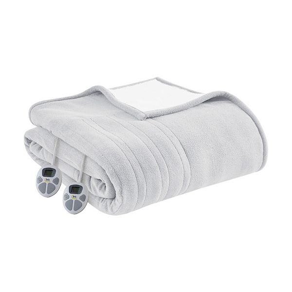 Serta® Fleece to Sherpa Heated Electric Blanket - Light Gray (FULL)