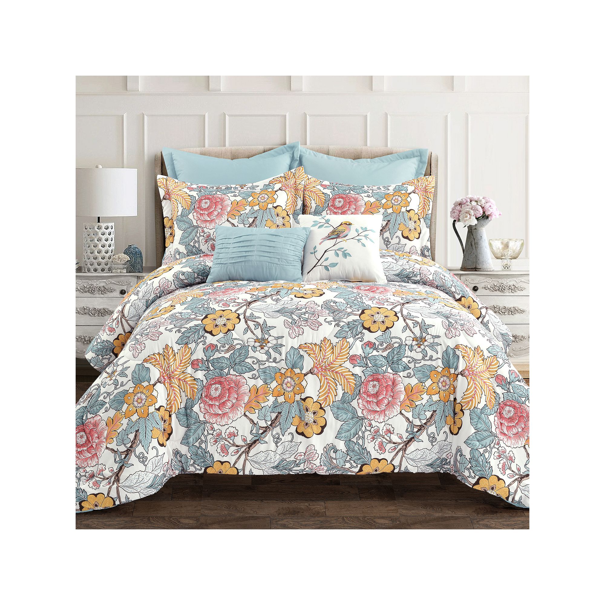 Lush Decor Sydney Comforter Set with Shams, Blue Yellow